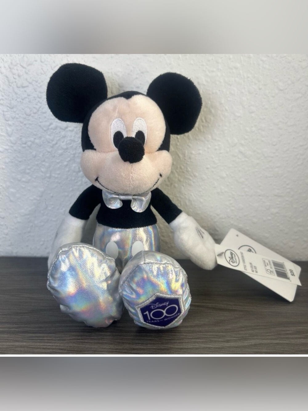 Disney 100 Years Of Wonder Silver Mickey Mouse 7" Plush Doll with Foil Outfit